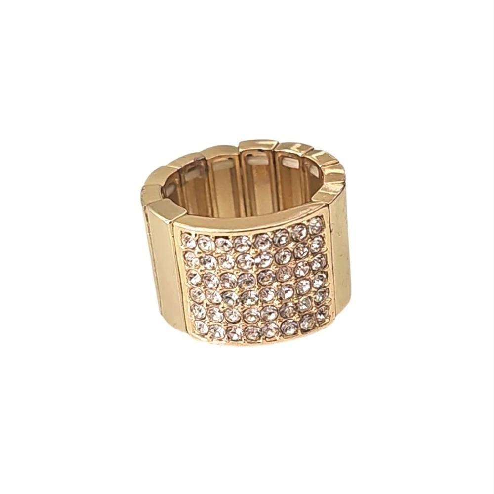 Jennifer LOPEZ Gold Tone And Rhinestones Chunky Stretch Ring